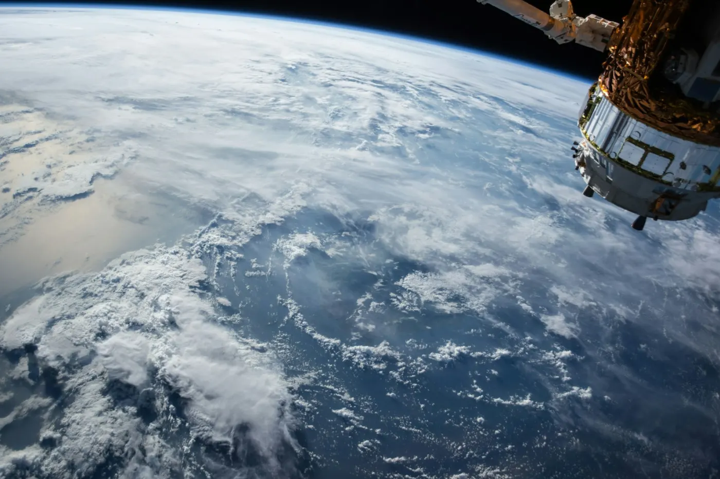 Earth seen from orbit with a satellite